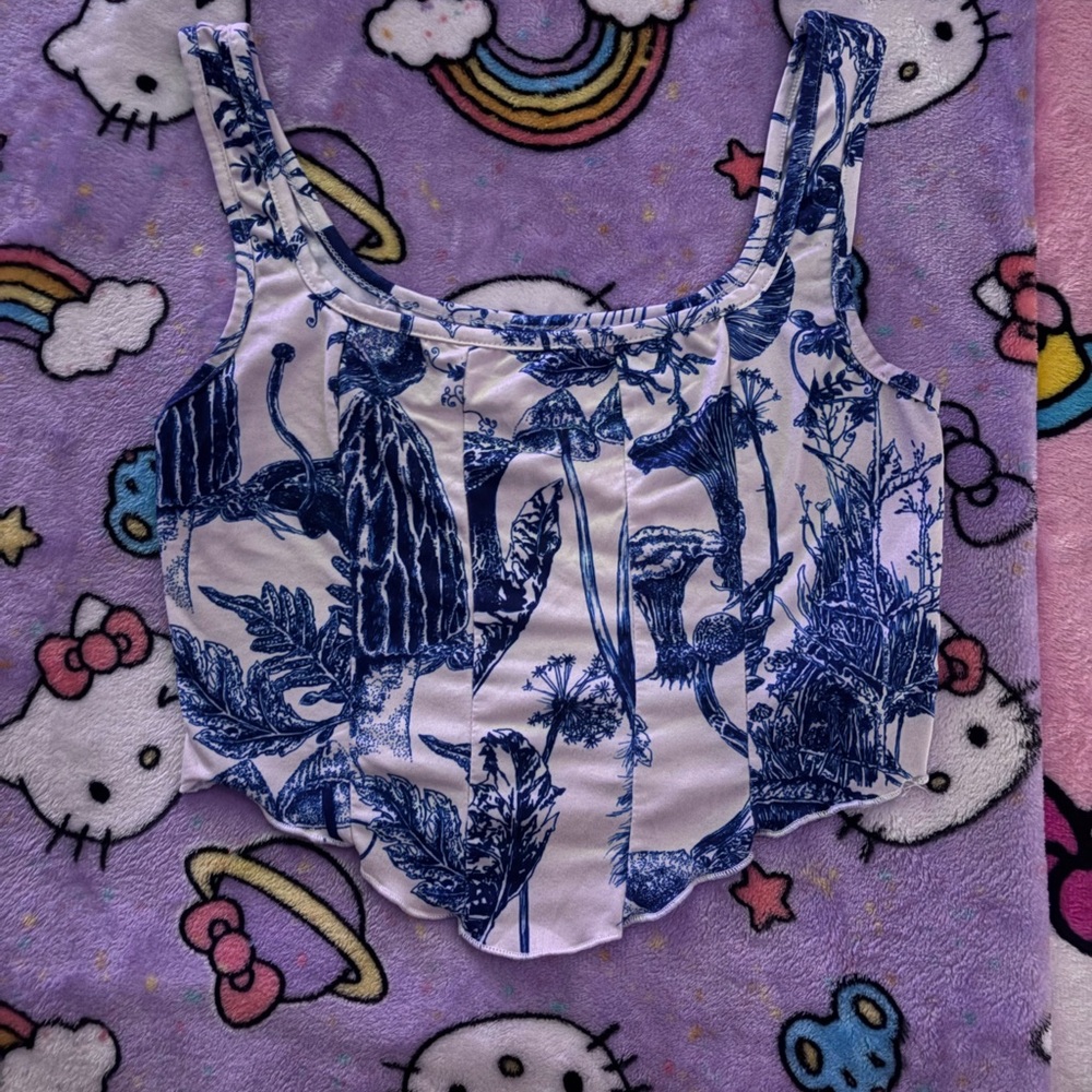 SHEIN Blue and White Crop Top